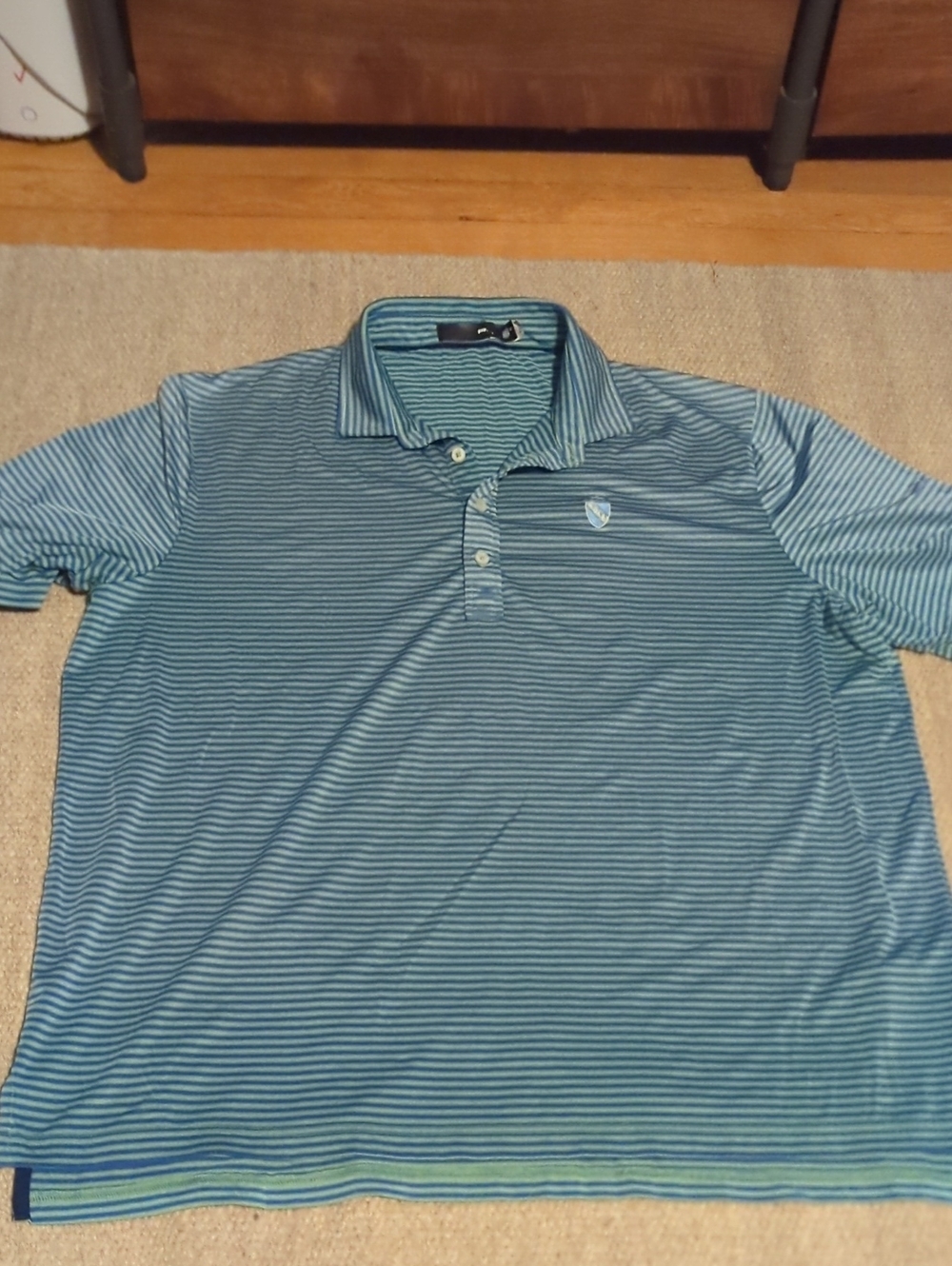 Mens RLX Ralph Lauren Golf Polo SCCC Logo Pittsburgh Size XXL Blue/Green Stripe